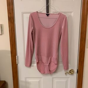 J Crew stretch pink velvet bodysuit sz S